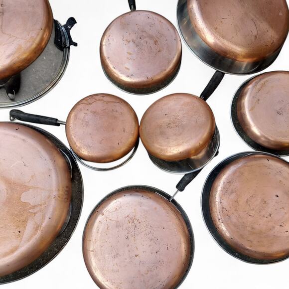 Revere Ware Copper Bottom Cookware Set Lot of 15 Vintage All American Made - Picture 10 of 13